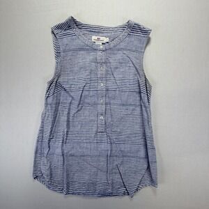 Vineyard Vines Striped Sleeveless Button Up Shirt Women Size 4 Blue‎ White